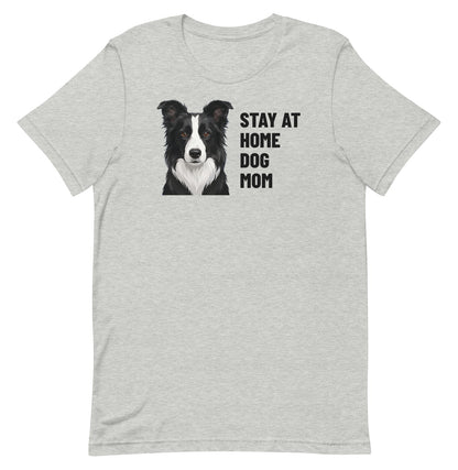 Stay At Home Dog Mom Custom Pet T-Shirt (Athletic Heather), Oreo the Border Collie: front view. [ks Colour=Athletic Heather; kind=product]