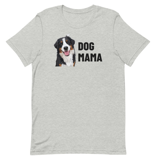 Dog Mama Custom Pet T-Shirt (Athletic Heather), Bear the Bernese Mountain Dog: front view. [ks Colour=Athletic Heather; kind=product]