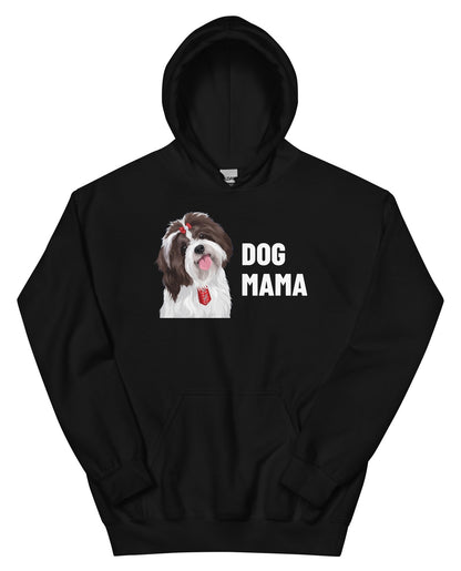 Dog Mama Custom Pet Hoodie (Black), Pippin the Shih Tzu: front view. [ks Colour=Black; kind=product]