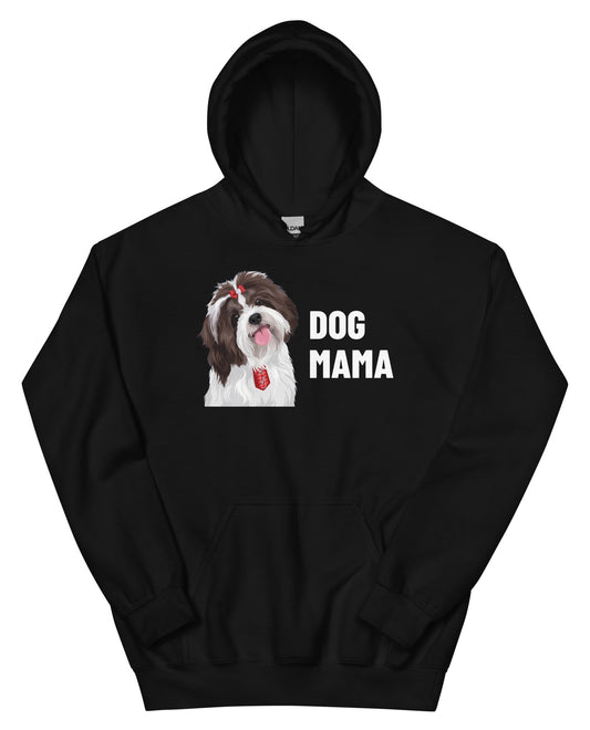 Dog Mama Custom Pet Hoodie (Black), Pippin the Shih Tzu: front view. [ks Colour=Black; kind=product]