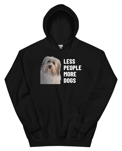 Less People More Dogs Custom Pet Hoodie (Black), Gandalf the Sheepdog: front view. [ks Colour=Black; kind=product]