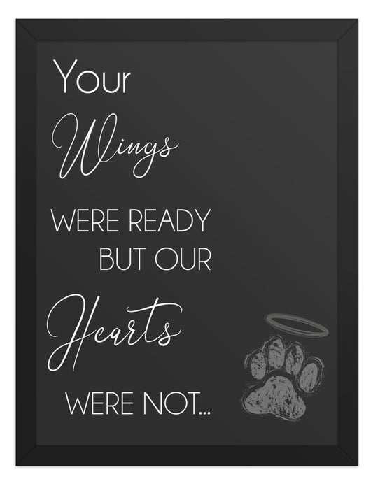 Your Wings Were Ready Quote Sign (Charcoal / Black Frame): front view. [ks Background=Charcoal; Style=Black Frame; kind=product]
