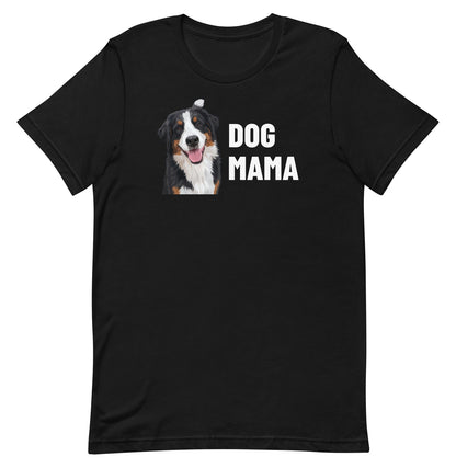 Dog Mama Custom Pet T-Shirt (Black), Bear the Bernese Mountain Dog: front view. [ks Colour=Black; kind=product]