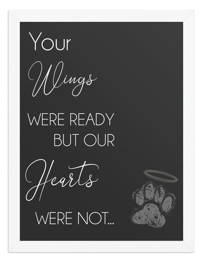 Your Wings Were Ready Quote Sign (Charcoal / White Frame): front view. [ks Background=Charcoal; Style=White Frame; kind=product]