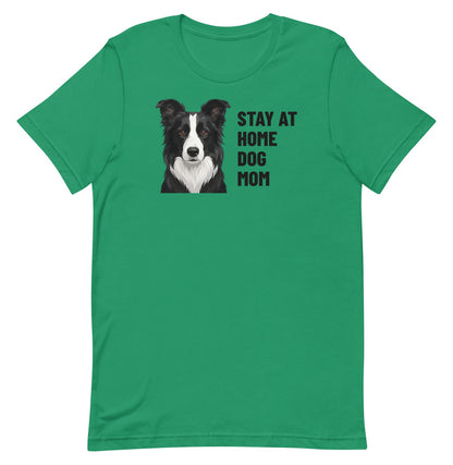 Stay At Home Dog Mom Custom Pet T-Shirt (Kelly), Oreo the Border Collie: front view. [ks Colour=Kelly; kind=product]
