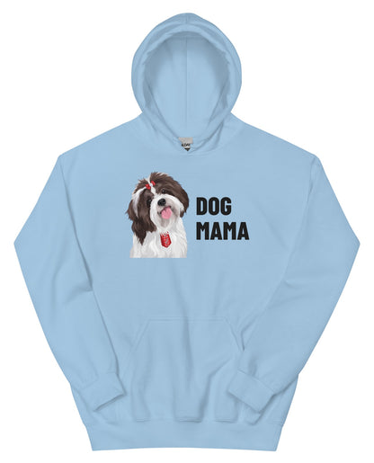 Dog Mama Custom Pet Hoodie (Light Blue), Pippin the Shih Tzu: front view. [ks Colour=Light Blue; kind=product]