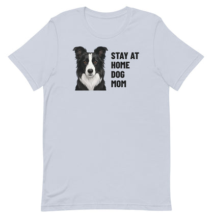 Stay At Home Dog Mom Custom Pet T-Shirt (Light Blue), Oreo the Border Collie: front view. [ks Colour=Light Blue; kind=product]