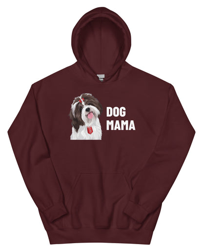 Dog Mama Custom Pet Hoodie (Maroon), Pippin the Shih Tzu: front view. [ks Colour=Maroon; kind=product]