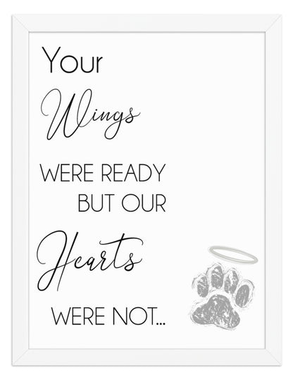 Your Wings Were Ready Quote Sign (White / White Frame): front view. [ks Background=White; Style=White Frame; kind=product]