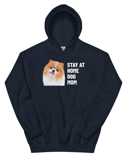 Stay At Home Dog Mom Custom Pet Hoodie (Navy), Nugget the Pomeranian: front view. [ks Colour=Navy; kind=product]