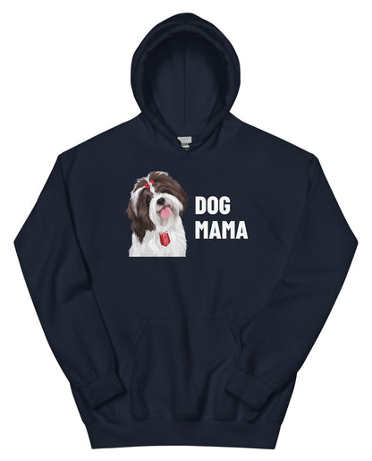 Dog Mama Custom Pet Hoodie (Navy), Pippin the Shih Tzu: front view. [ks Colour=Navy; kind=product]