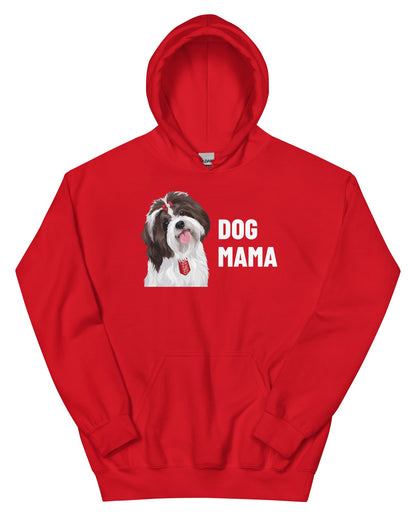 Dog Mama Custom Pet Hoodie (Red), Pippin the Shih Tzu: front view. [ks Colour=Red; kind=product]