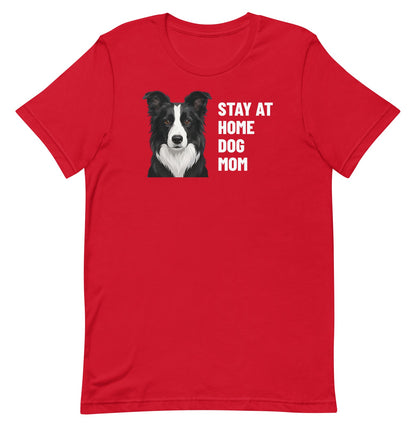 Stay At Home Dog Mom Custom Pet T-Shirt (Red), Oreo the Border Collie: front view. [ks Colour=Red; kind=product]