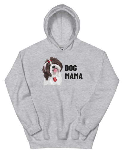 Dog Mama Custom Pet Hoodie (Sport Grey), Pippin the Shih Tzu: front view. [ks Colour=Sport Grey; kind=product]
