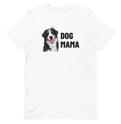 Dog Mama Custom Pet T-Shirt (White), Bear the Bernese Mountain Dog: front view. [ks Colour=White; kind=product]