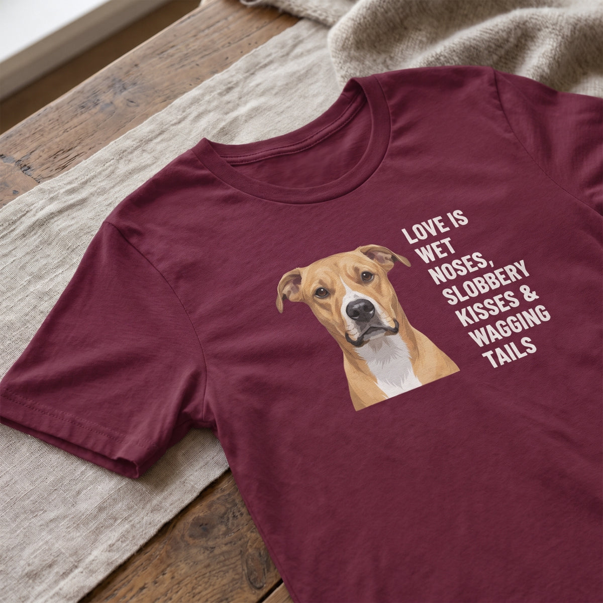 Close-up of the printed design and material. [ks Colour=Maroon; kind=closeup]